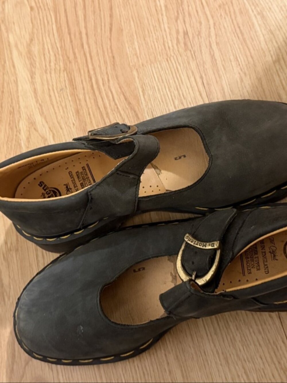 Dr. Martens Mary Jane Shoes Made in England Black Buckle UK 5